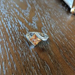 Peach champagne stone sterling ring